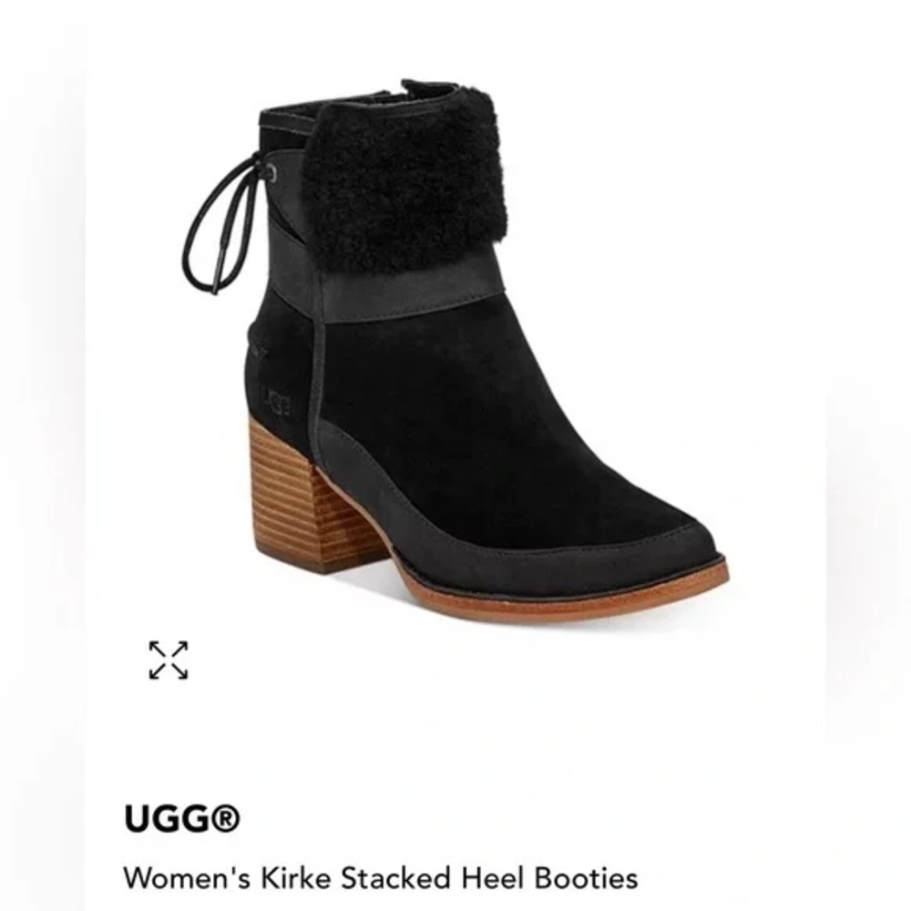 Used, very good condition UGG Kirke Stacked Heal Booties, size 7 - Picture 2 of 12
